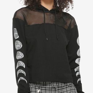 Black moon phase hoodie with mesh